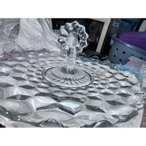 Vintage Package 2:  Glass Center Handle Serving Tray & Dutch Boy Lid Cookie Jar